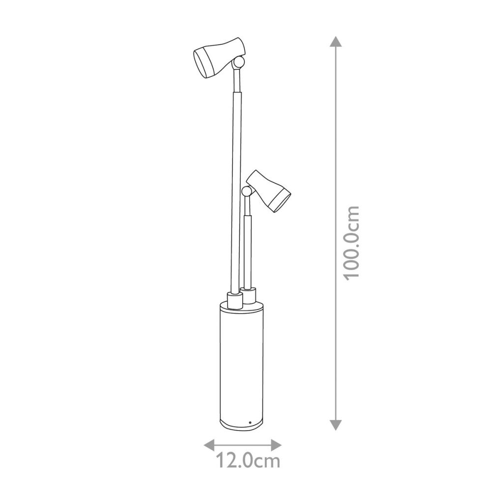 Dimensions For The Contemporary Matte Silver 'Odell' Double Lantern Garden Spotlight