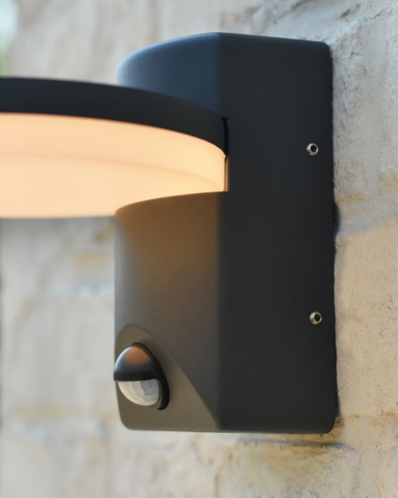 Contemporary 'Nexus' Garden Wall Light With PIR Sensor Close Up Of The Finish
