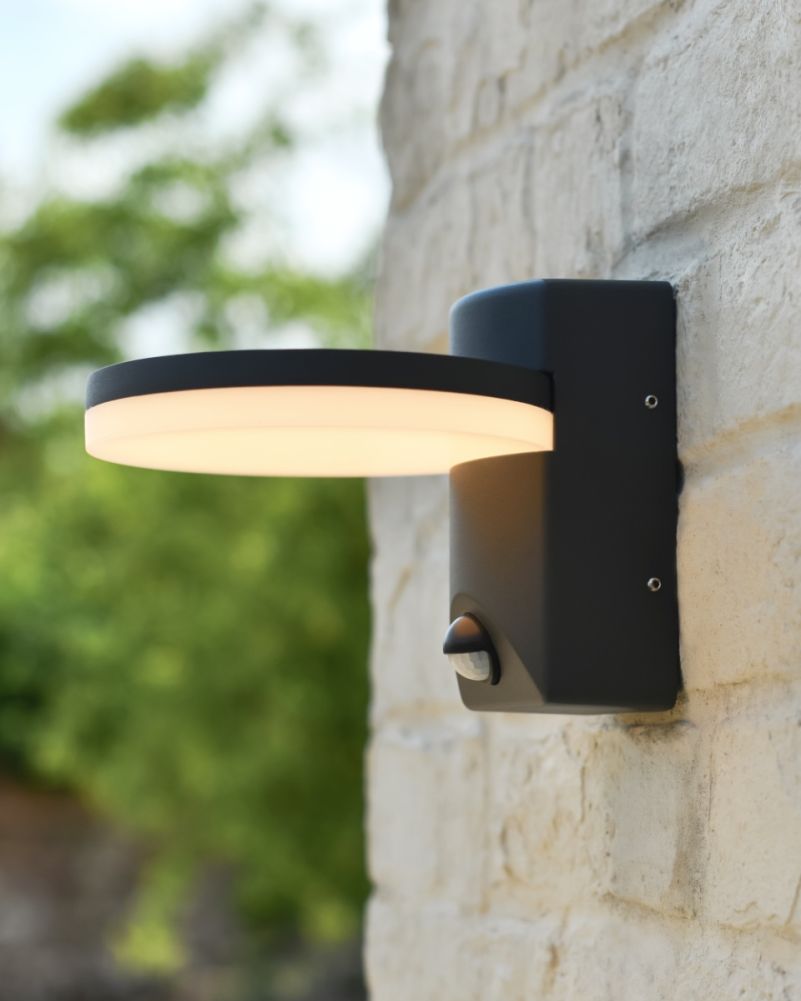 Contemporary 'Nexus' Garden Wall Light With PIR Sensor On The Wall