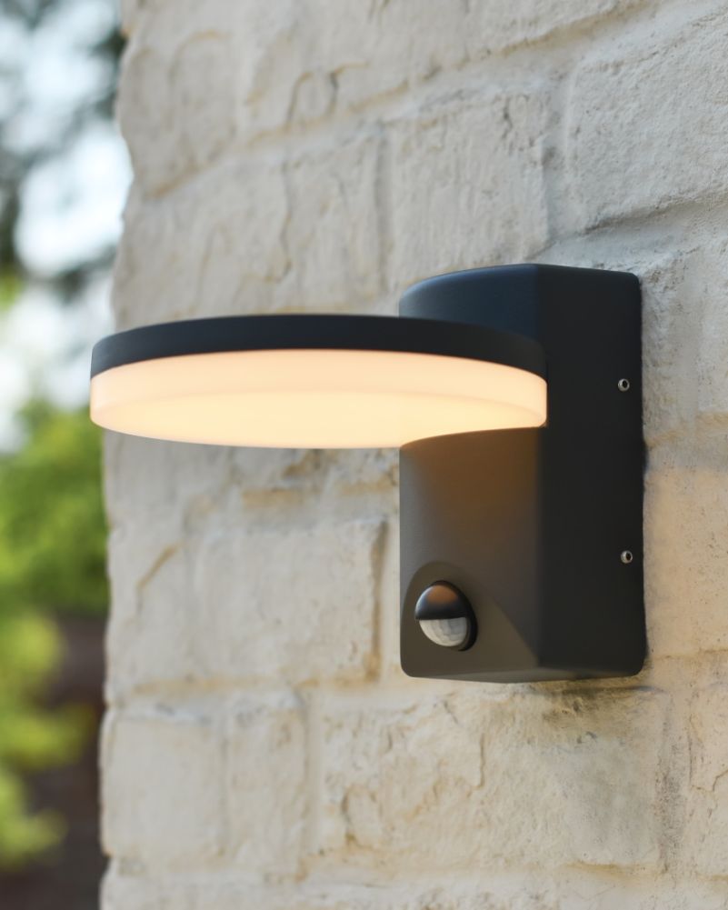 Contemporary 'Nexus' Garden Wall Light With PIR Sensor Side On