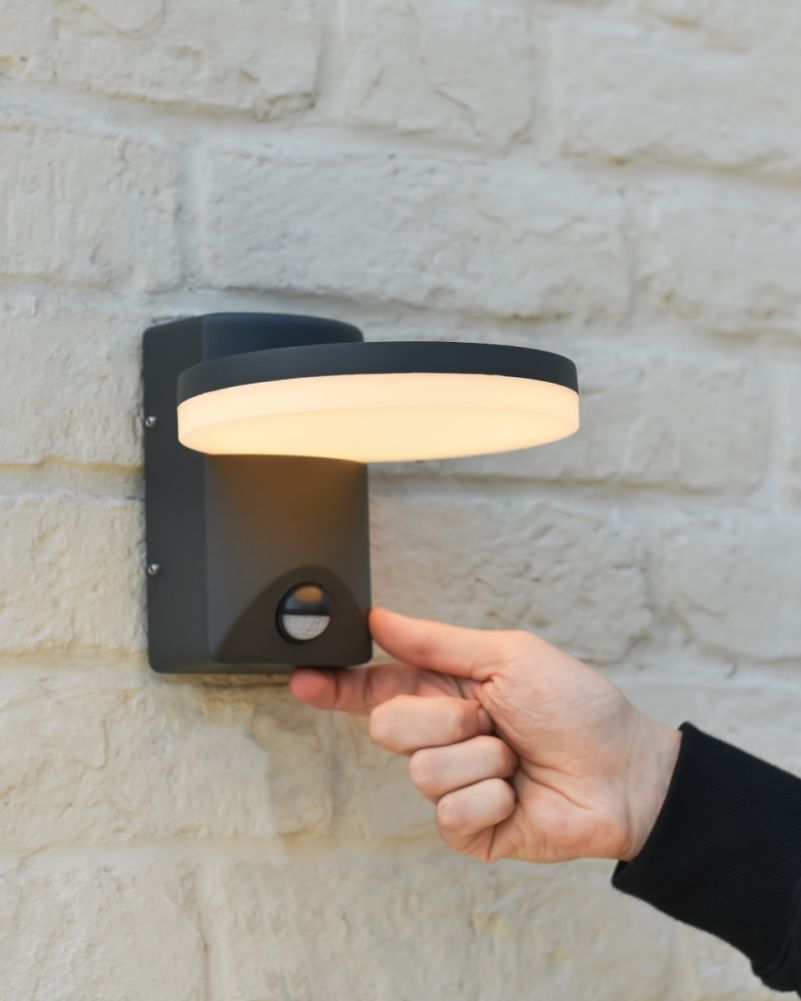Scale Of The Contemporary 'Nexus' Garden Wall Light With PIR Sensor