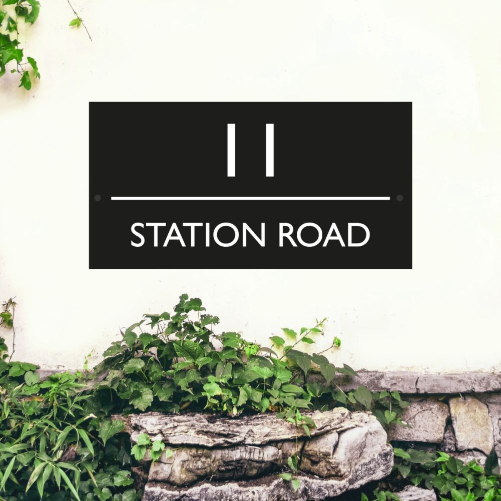 Contemporary Rectangular House Name Sign In Situ