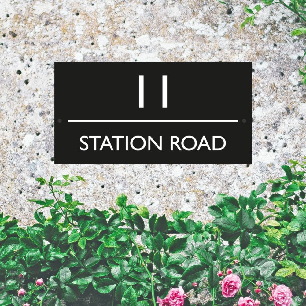 Contemporary Rectangular House Name Sign In A Leafy Setting
