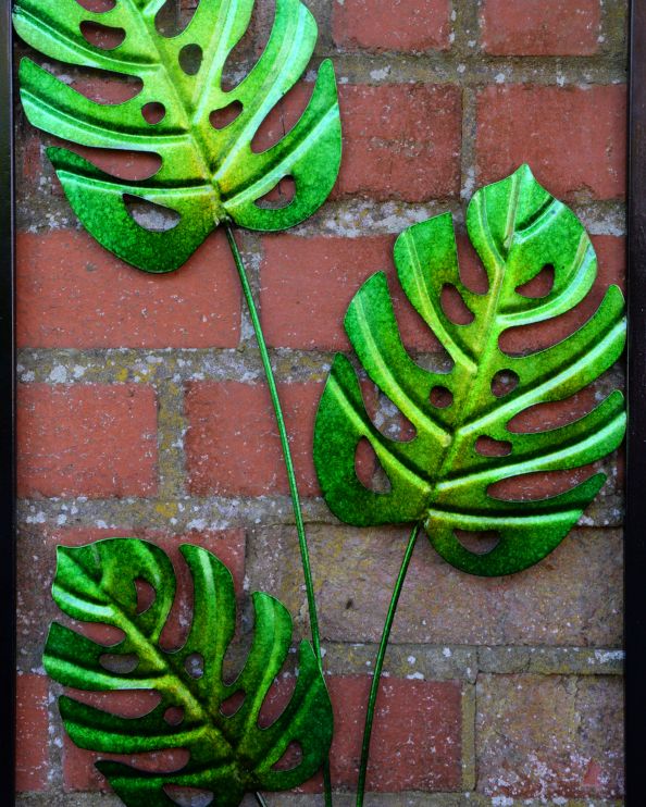 Close Up Of the Contemporary Steel Palm Leaf Garden Wall Art