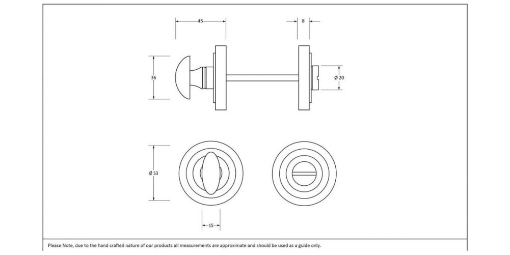 Contemporary thumb turn lock set with art deco cover Dimensions