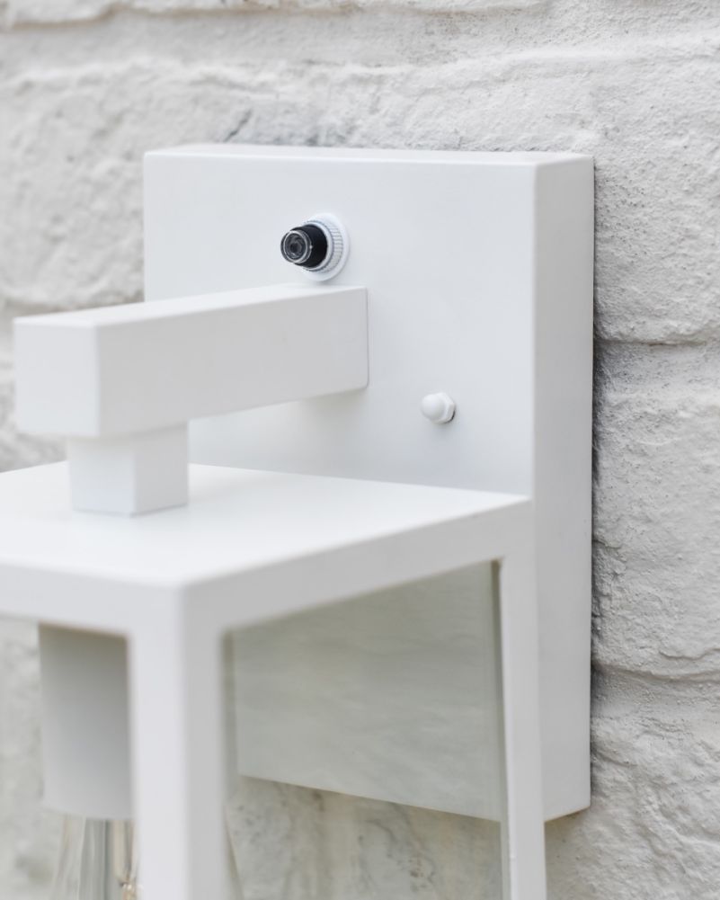 Contemporary White Caja Wall Light - Clear Glass Mounting Bracket