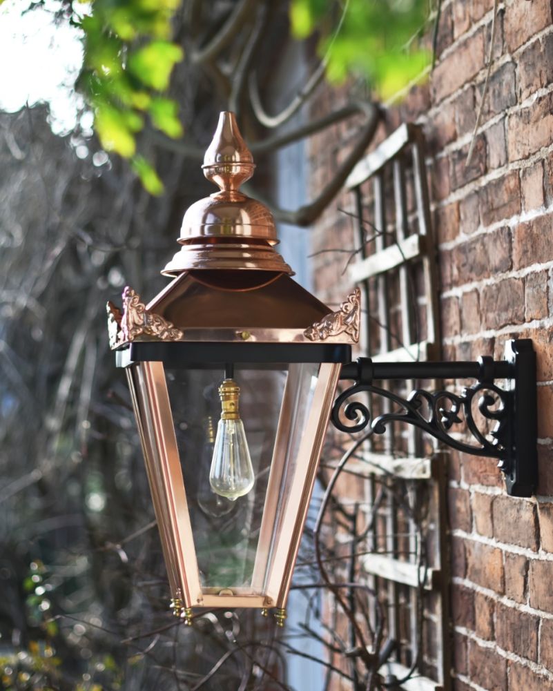 Copper 'Berkshire' Lantern On Ornate Wall Bracket Side