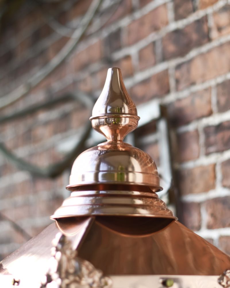 Copper 'Berkshire' Lantern On Ornate Wall Bracket Top