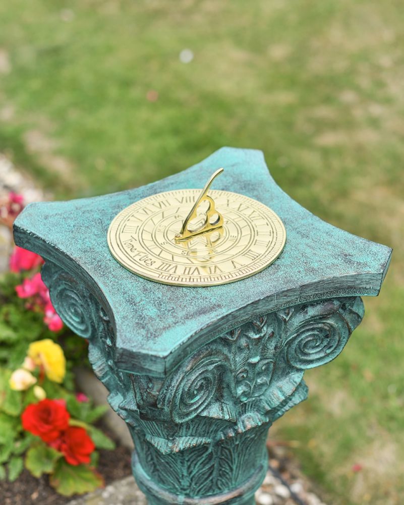 'Corinthian' Ornate Verdigris Cast Aluminium Sundial Column Top