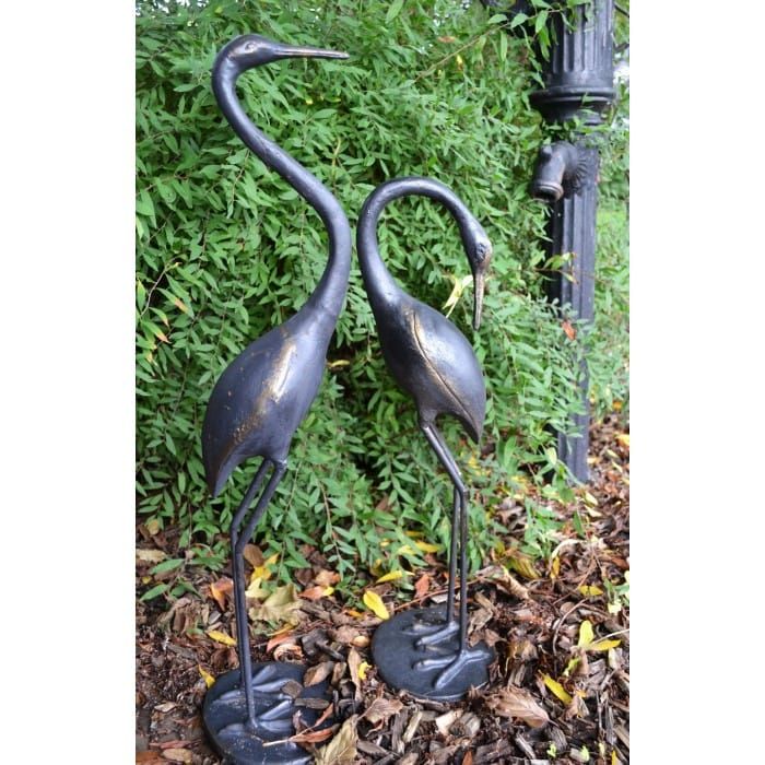 Cast Iron Crane Garden Sculpture 