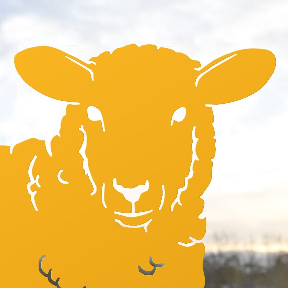 Close-up of the Head of the Curly Sheep Silhouette