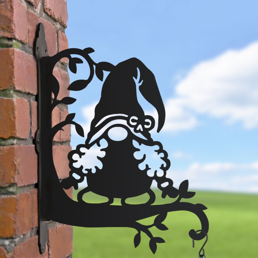 Curly Haired Gonk Hanging Basket Bracket In A Blue Sky Setting