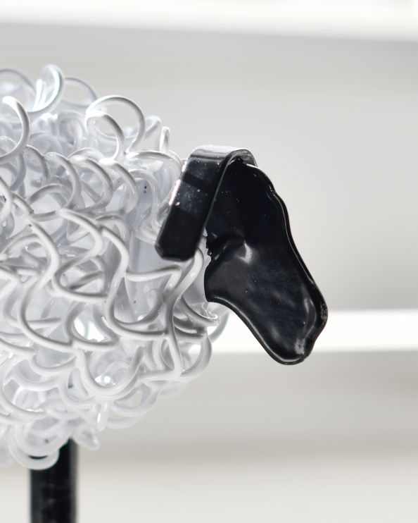 'Curly' The Colourful Duck Scrap Metal Art Sculpture - White Face Close 