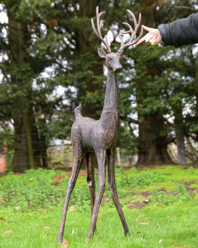 Scale Of 'Cypress' The Bronze & Copper Stag Garden Sculpture - Head Up