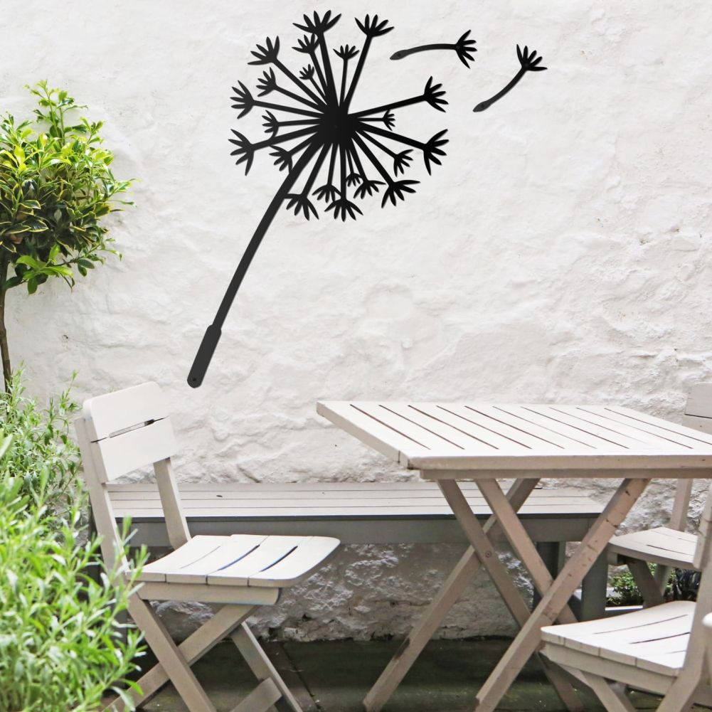 Black Dandelion Wall Art With Outdoor Furniture