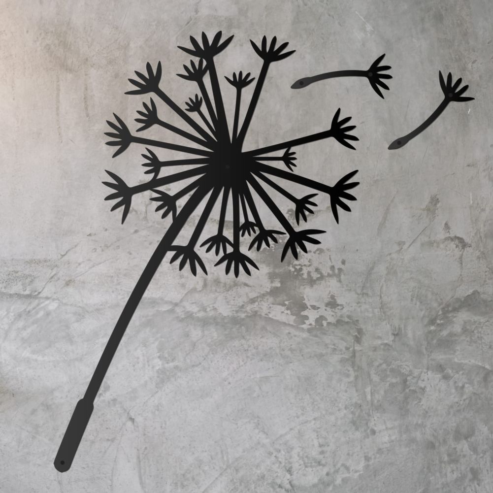 Black Dandelion Wall Art On a Rustic Background