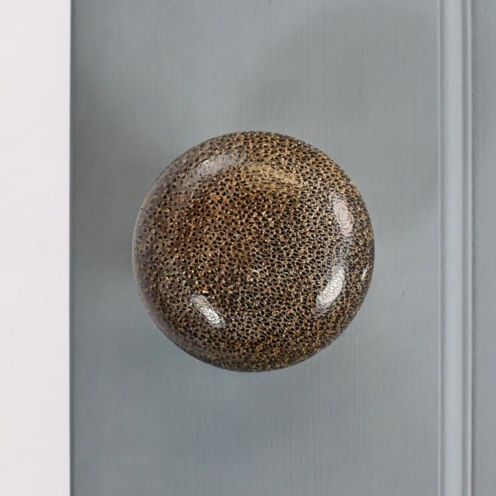 Leopard Print Ceramic Door Knob with Brass Back Plate
