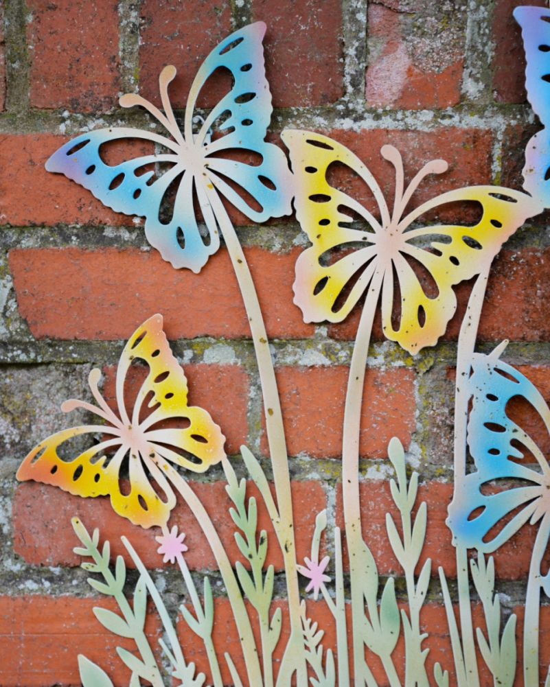 Decorative Metal Garden Wall Art - The Vibrant Meadow Close Up