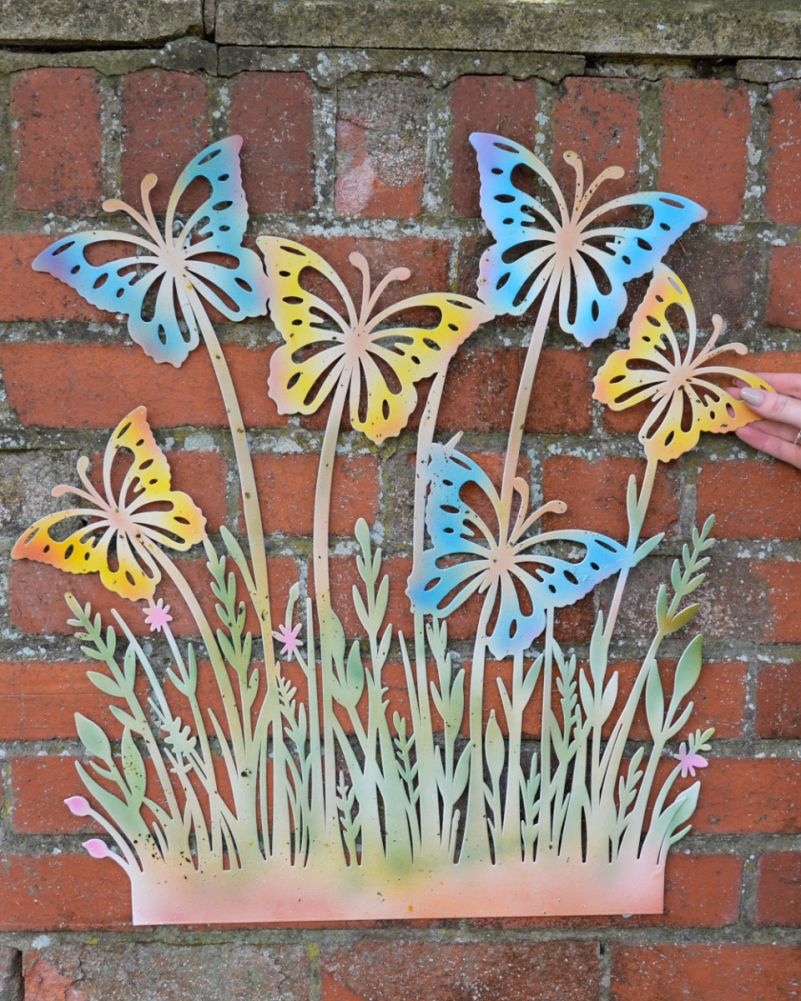 Decorative Metal Garden Wall Art - The Vibrant Meadow To Scale