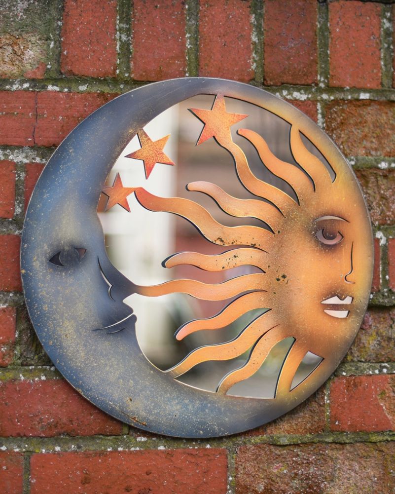 Decorative Mirrored Garden Wall Art - Solar Lunar Reflection