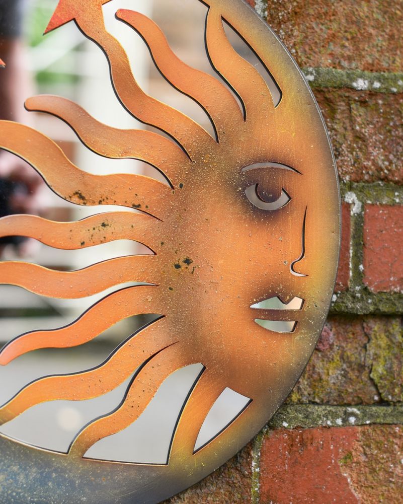 Sun From The Decorative Mirrored Garden Wall Art - Solar Lunar Reflection
