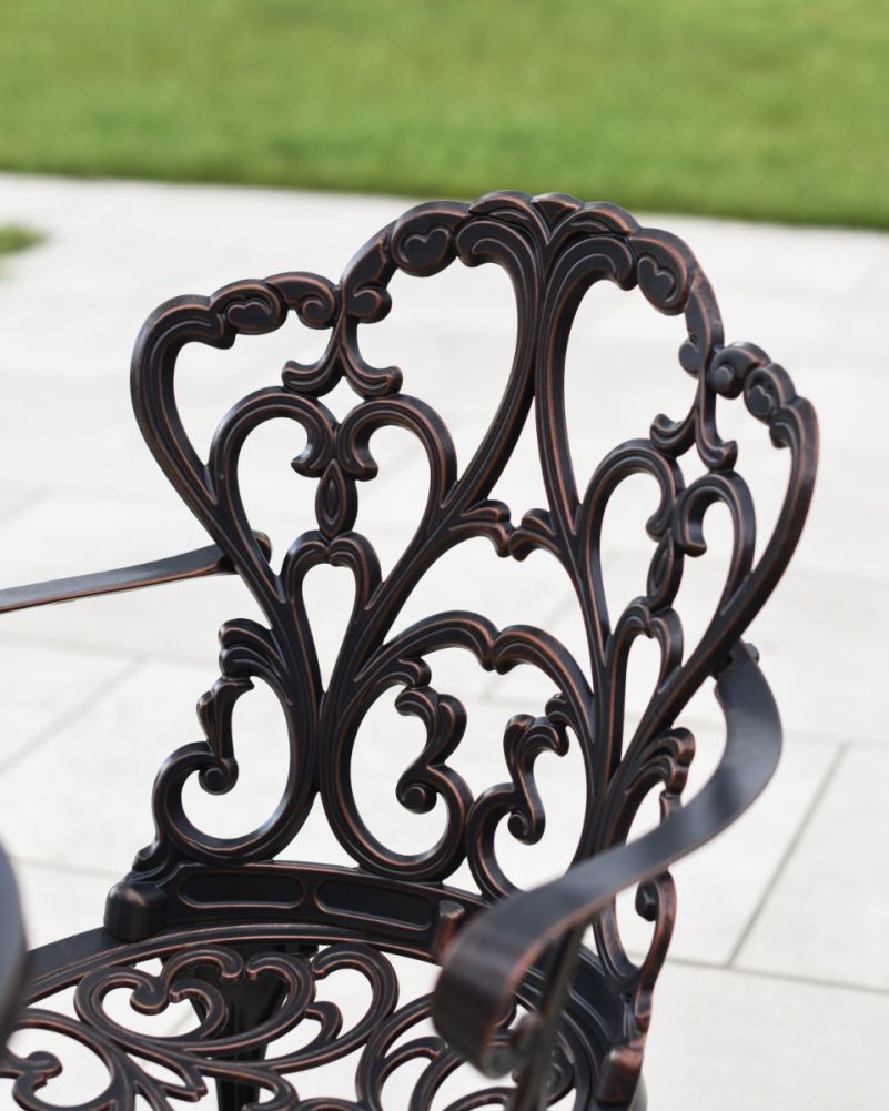 Deluxe August Two Seater Outdoor Furniture Set in Antique Copper Chair Back Details