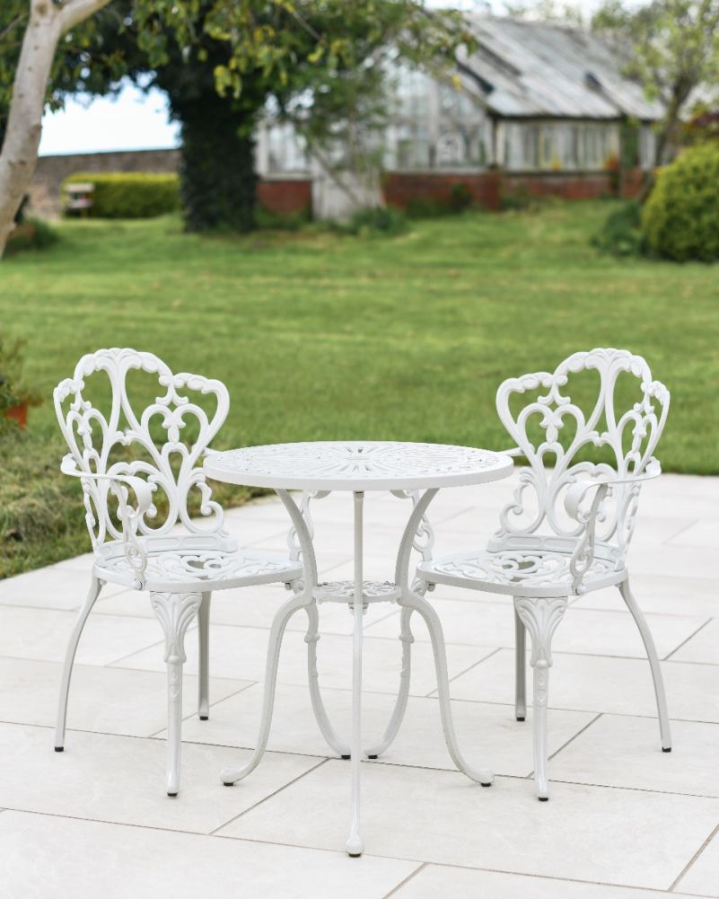 Deluxe August Two Seater Outdoor Furniture Set in Antique White