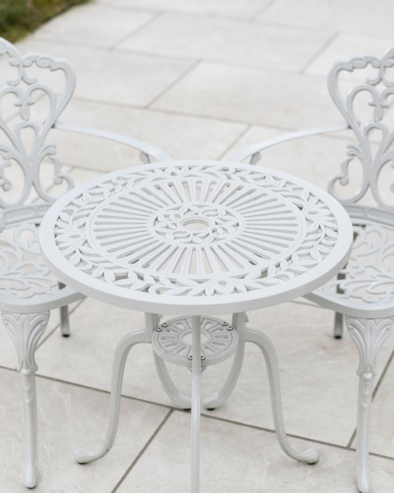 Deluxe August Two Seater Outdoor Furniture Set in Antique White Above