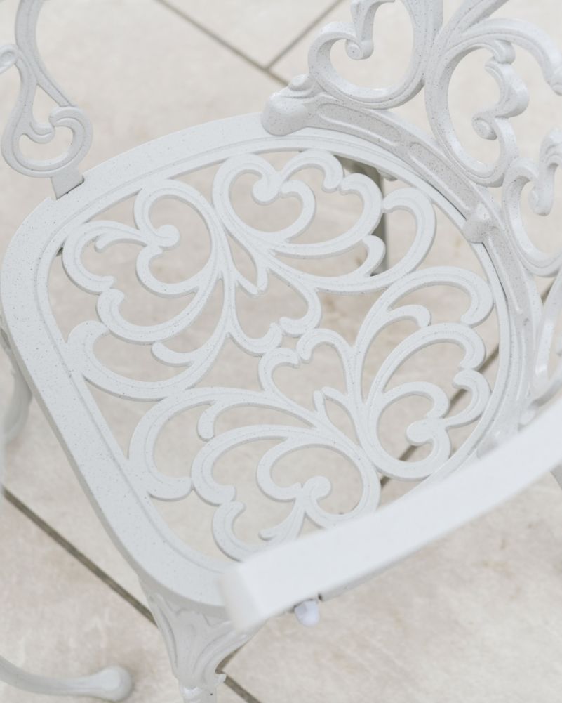 Deluxe August Two Seater Outdoor Furniture Set in Antique White Seat