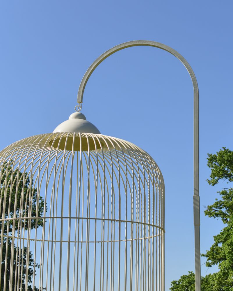 Deluxe Cream Brid Cage Inspired Garden Gazebo - The Grand Aviary Top