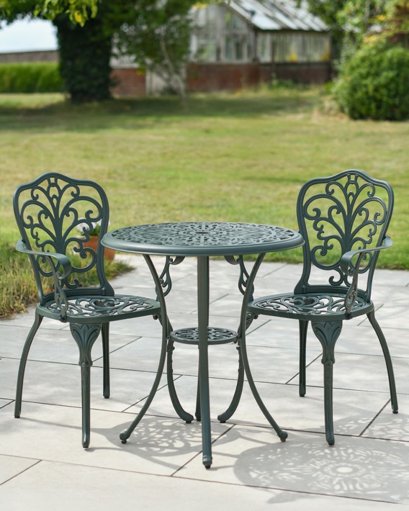 Deluxe 'Isabella' Outdoor Two Seater Bistro Set In Antique Green