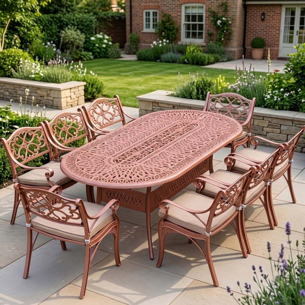 Digital Illustration Of The Deluxe 'Mariposa' Outdoor Eight Seater Furniture Set In Pink