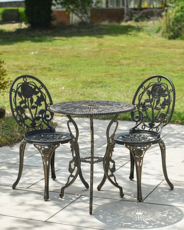 Outdoor Two Seater Bistro Set In Antique Bronze