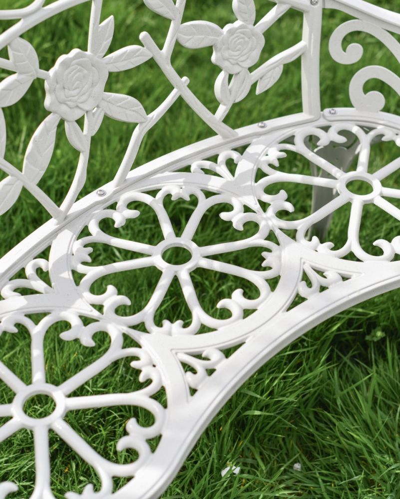 Deluxe Two Seater Rose Garden Bench With Heart Detail