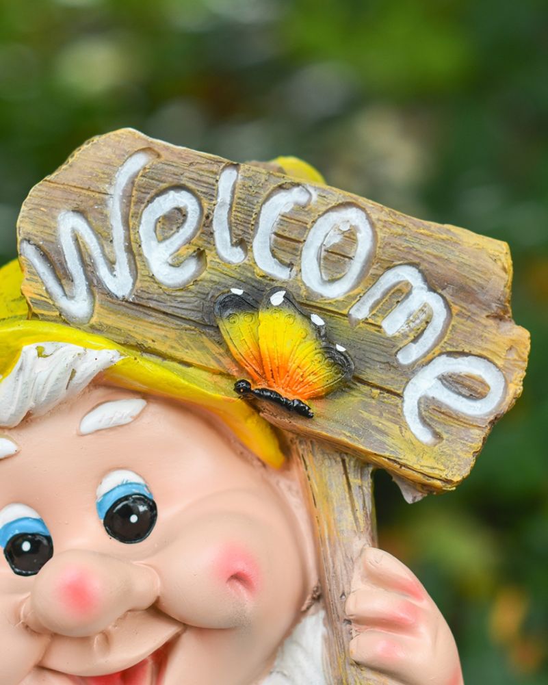 'Derry' The Fibreglass Welcoming Garden Gnome Sign