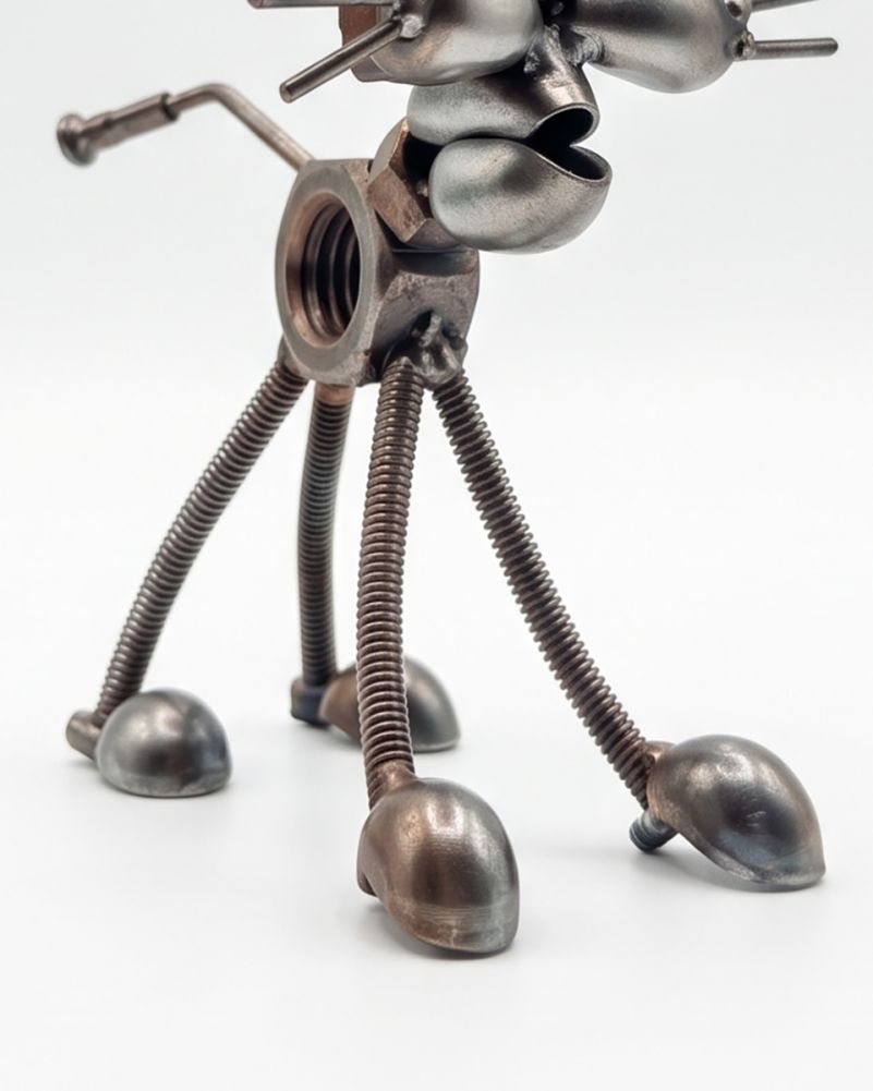 Threaded Tomcat Polished Scrap Metal Art Sculpture Digital Illustration Close Up