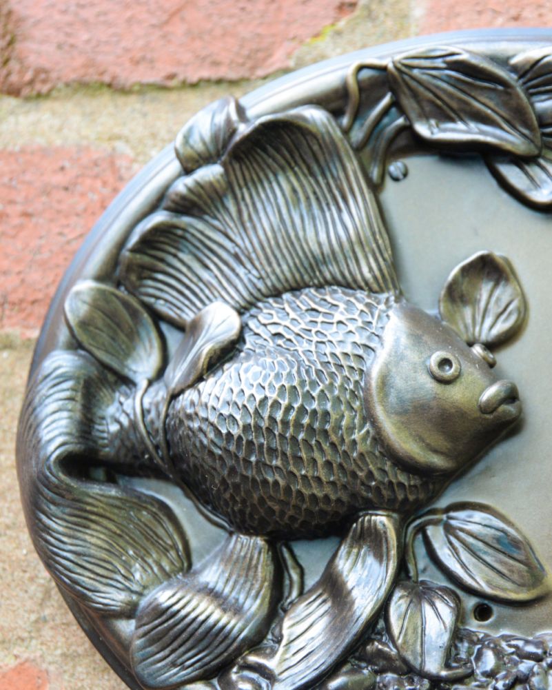 Close Up Of The Goldfish Naural Bronze House Sign