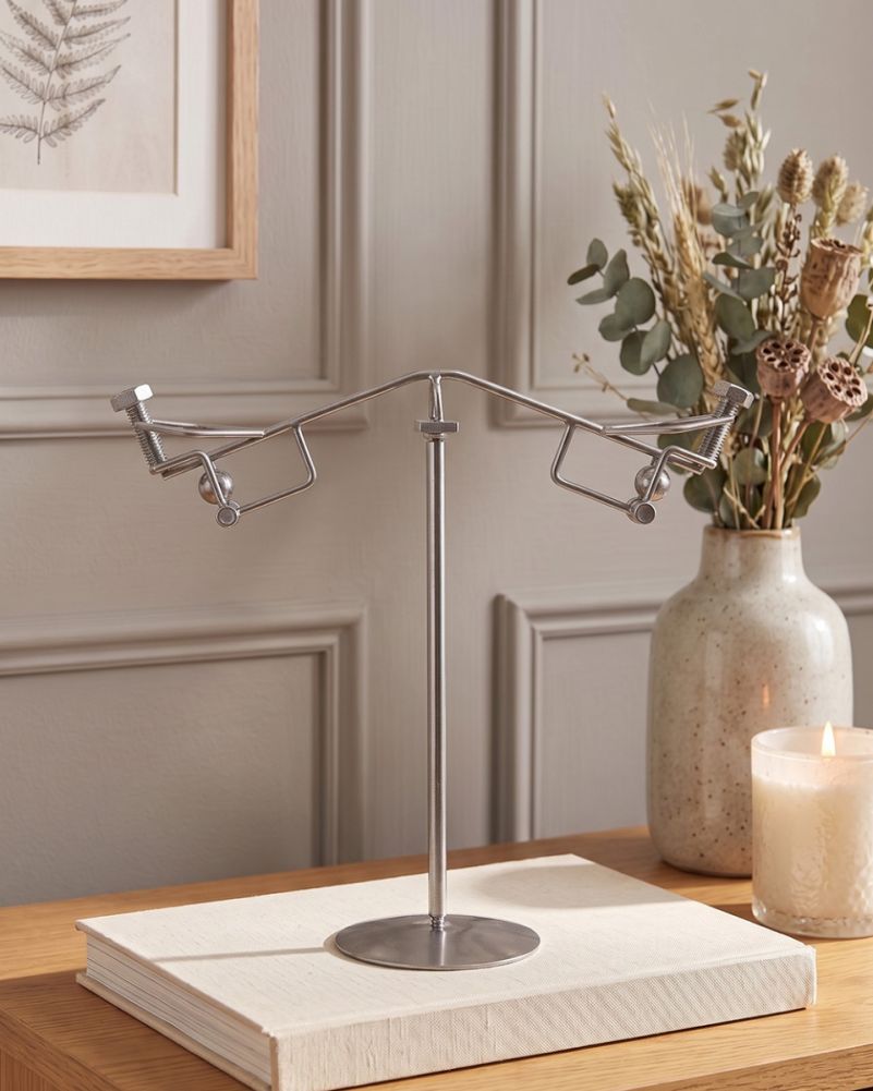 Digital Illustration Of Handmade Metal Chrome Kinetic Balance Sculpture - Balanced Bond