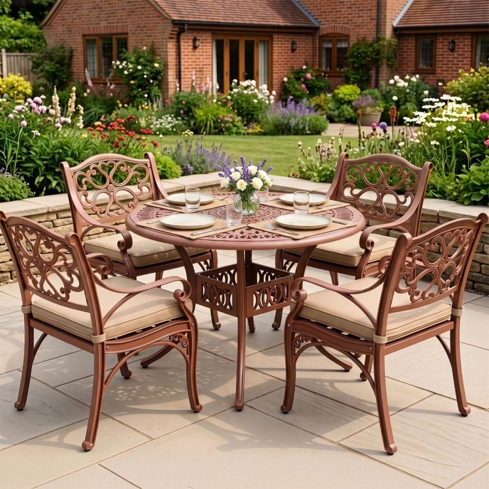 Digital Illustration Of The Deluxe 'Romantica' Outdoor Four Seater Furniture Set In Dusty Pink Dressed