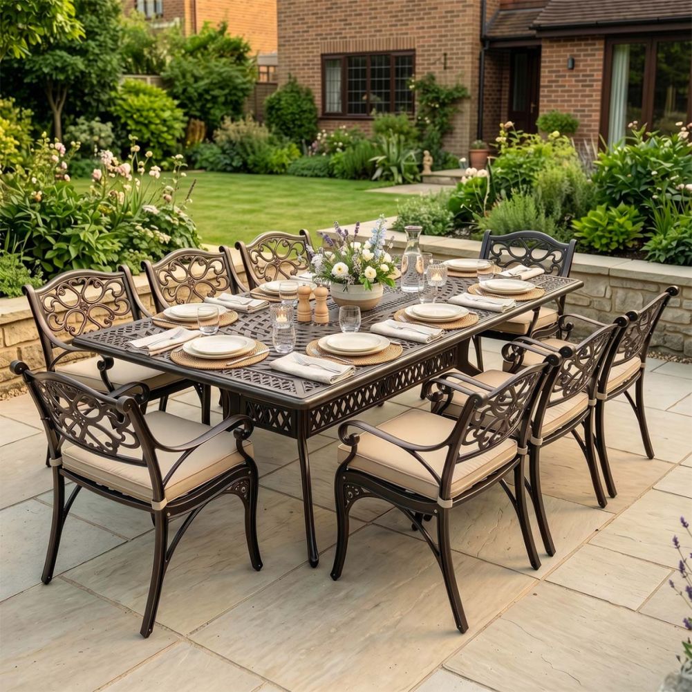 Digital Illustration Of The Eight Seater Garden Furniture Set In Antique Copper