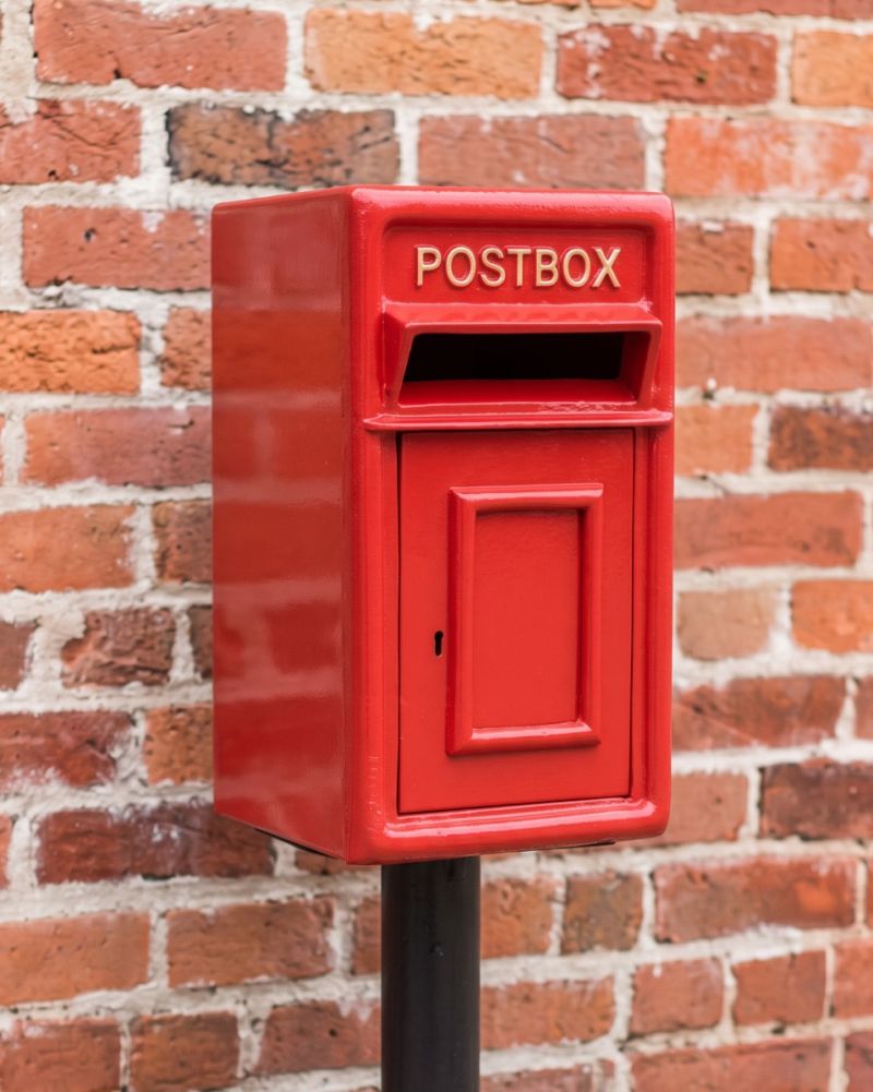 Digital illustration Red and Gold Traditional Iron Post Box