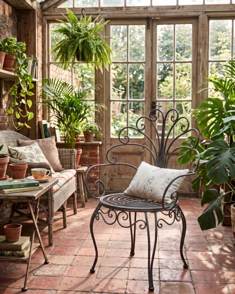 digital illustration Wrought iron garden chair