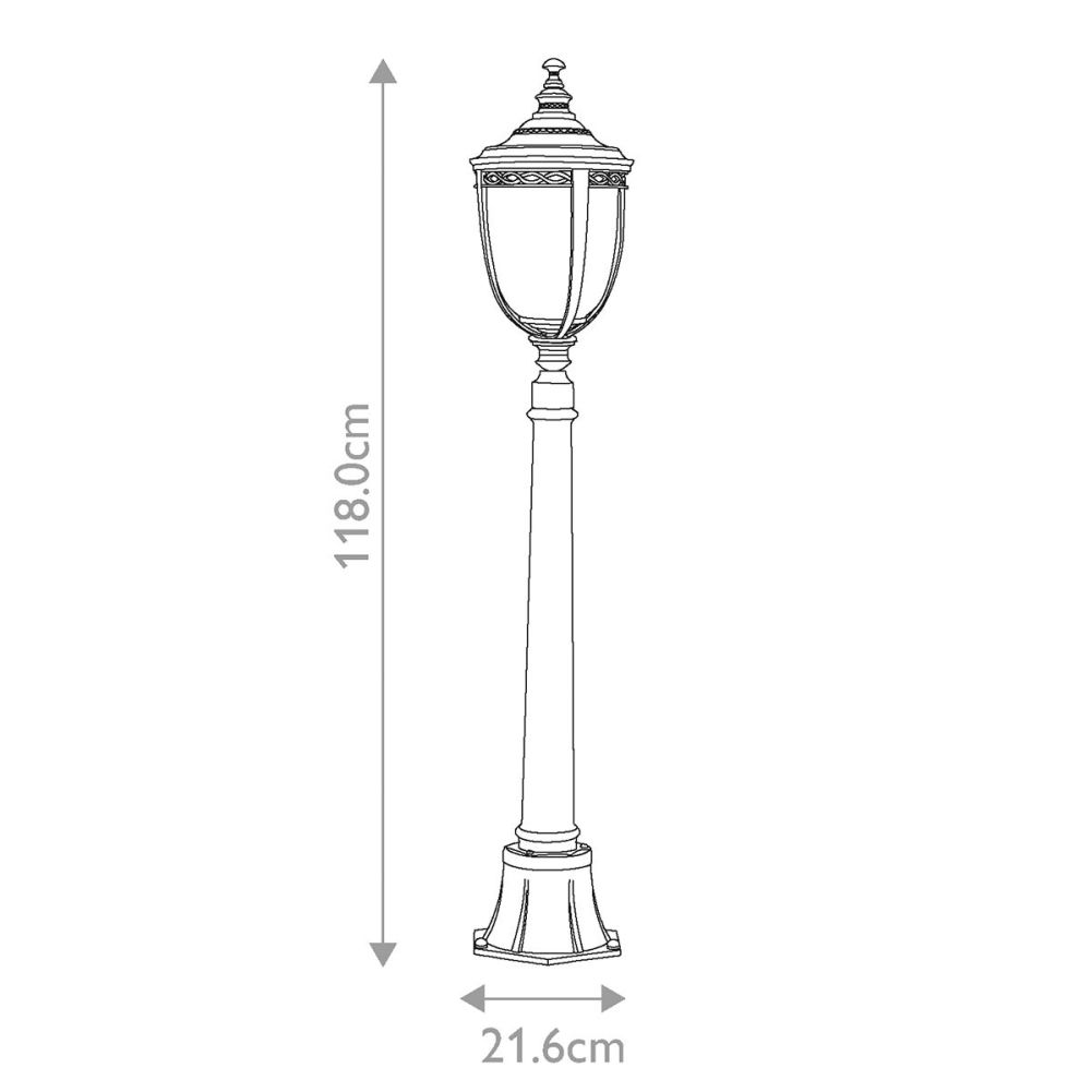 Dimensions of Aluminium Seeded Pillar Lantern