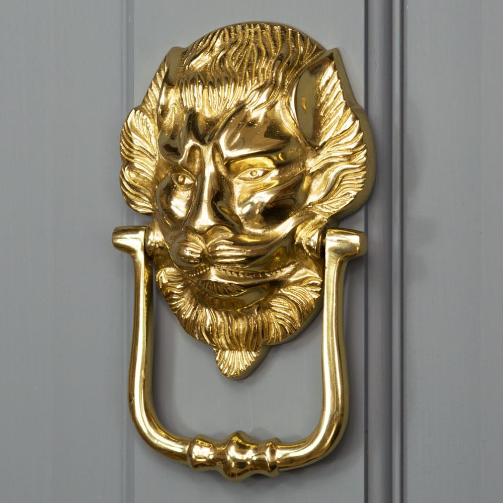The 'Westminster' Lion Door Knocker in Polished Brass 