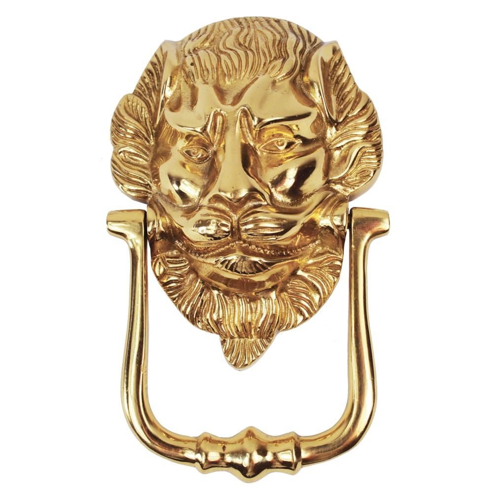 The 'Westminster' Lion Door Knocker in Polished Brass 