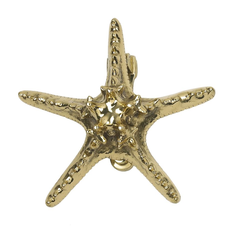 Starfish Door Knocker In Polished Brass