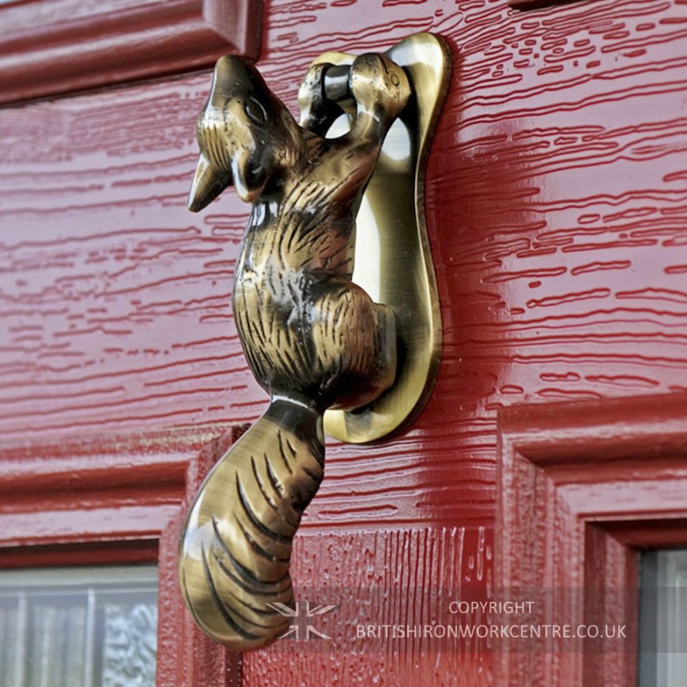 Squirrel Door Knocker - Antique Brass Finish