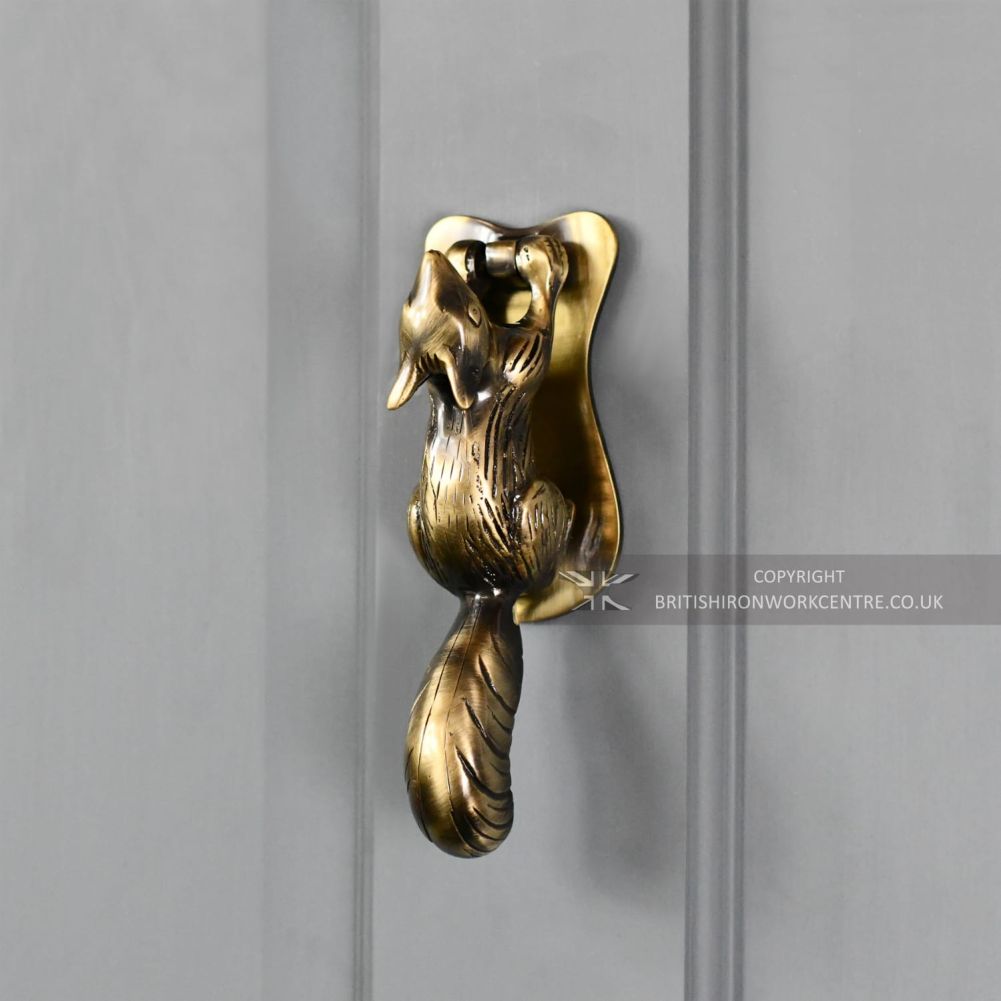 Squirrel Door Knocker - Antique Brass Finish