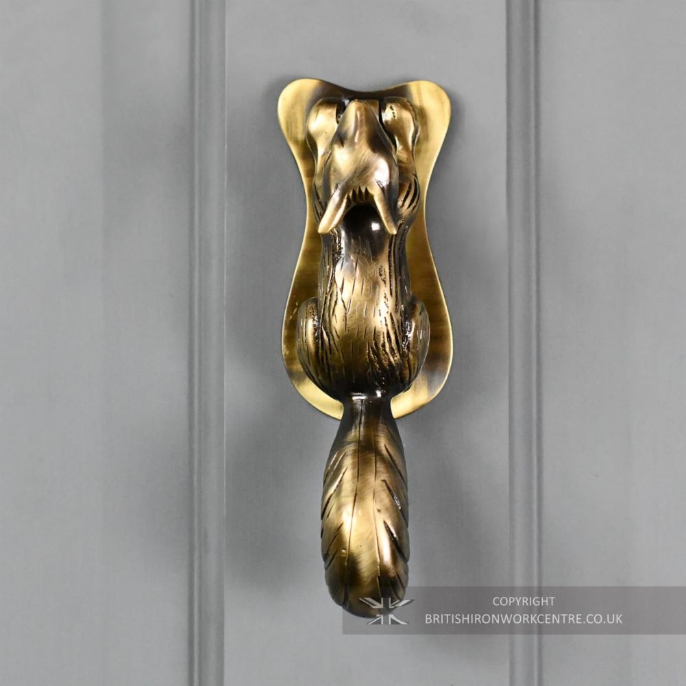 Squirrel Door Knocker - Antique Brass Finish