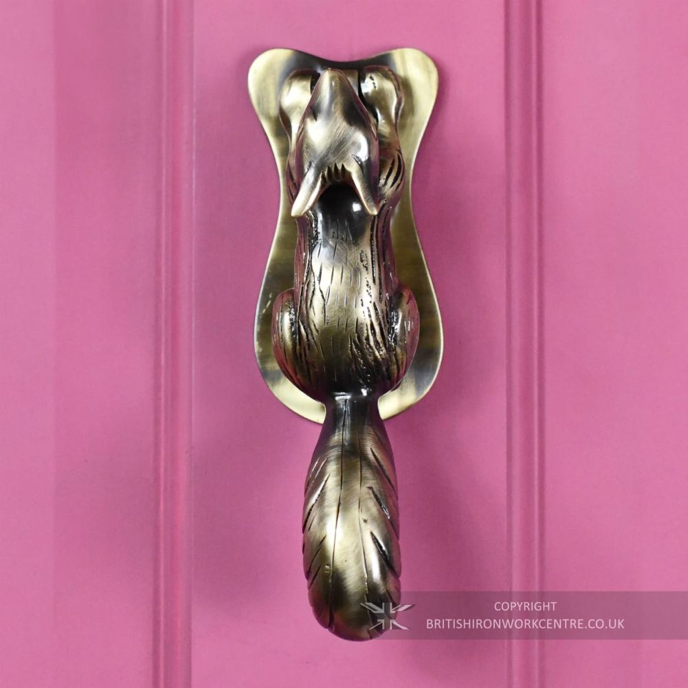 Squirrel Door Knocker - Antique Brass Finish